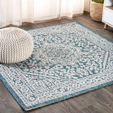 Sinjuri Medallion Textured Weave Indoor/outdoor Square Rug