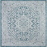 Sinjuri Medallion Textured Weave Indoor/outdoor Square Rug