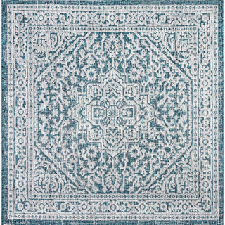 Sinjuri Medallion Textured Weave Indoor/outdoor Square Rug