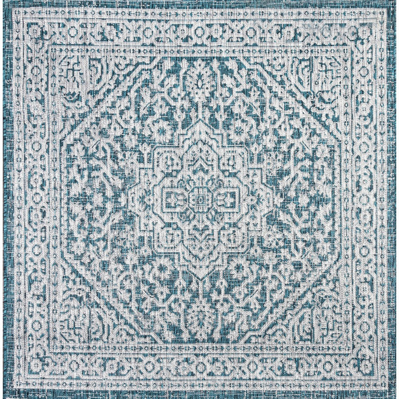 Sinjuri Medallion Textured Weave Indoor/outdoor Square Rug
