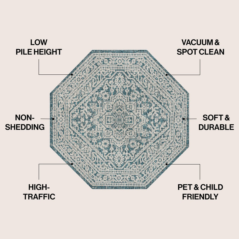 Sinjuri Medallion Textured Weave Indoor/outdoor Octagon Rug