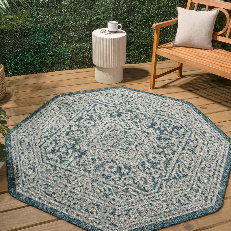 Sinjuri Medallion Textured Weave Indoor/outdoor Octagon Rug