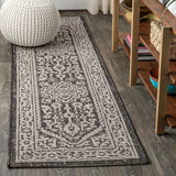 Sinjuri Medallion Textured Weave Indoor/outdoor Runner Rug