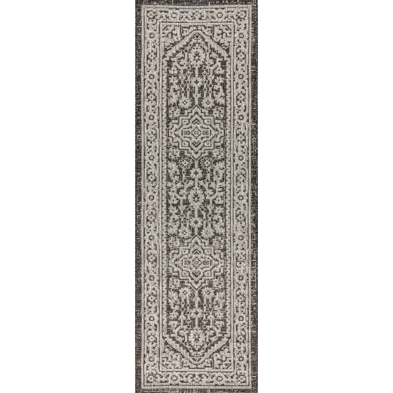 Sinjuri Medallion Textured Weave Indoor/outdoor Runner Rug