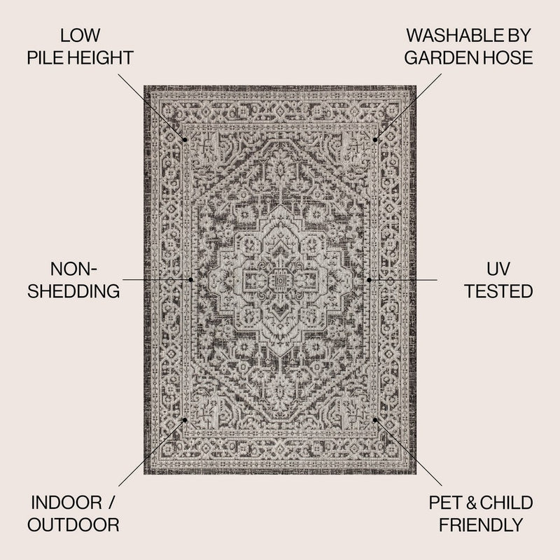 Sinjuri Medallion Textured Weave Indoor/outdoor Area Rug