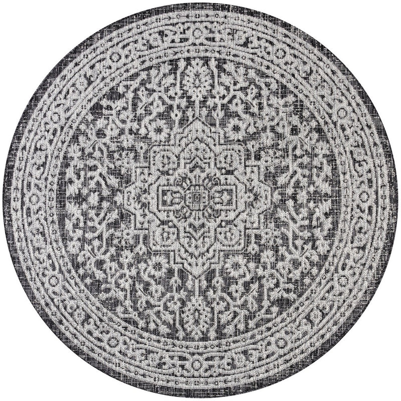 Sinjuri Medallion Textured Weave Indoor/outdoor Round Rug