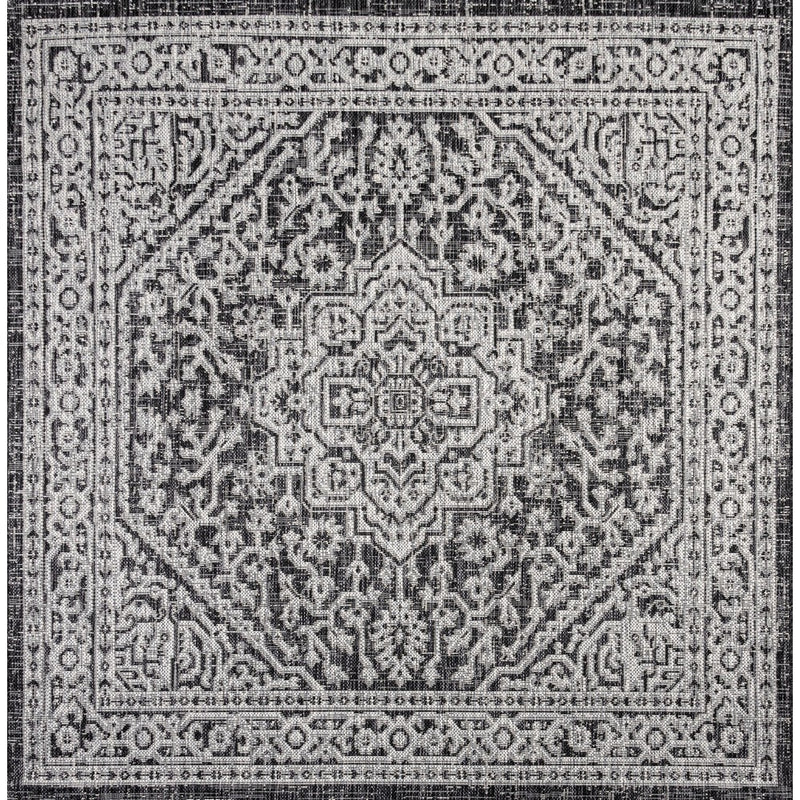Sinjuri Medallion Textured Weave Indoor/outdoor Square Rug