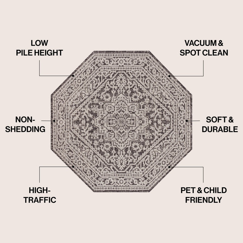 Sinjuri Medallion Textured Weave Indoor/outdoor Octagon Rug