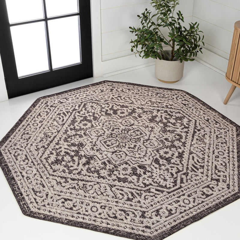 Sinjuri Medallion Textured Weave Indoor/outdoor Octagon Rug