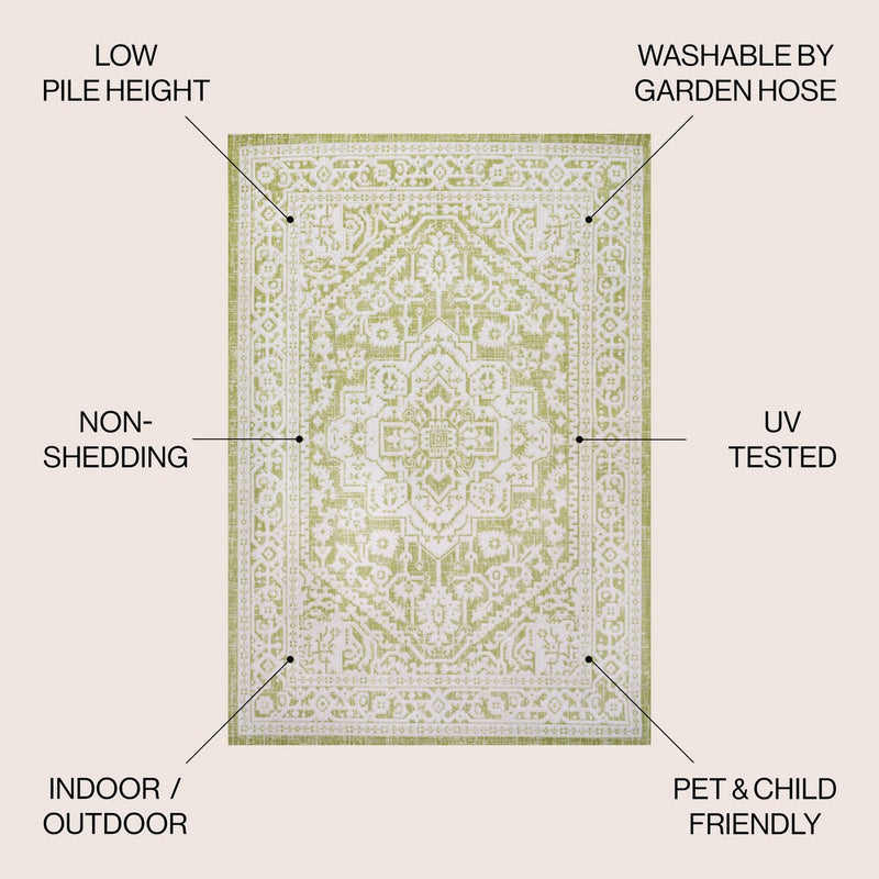Sinjuri Medallion Textured Weave Indoor/outdoor Area Rug