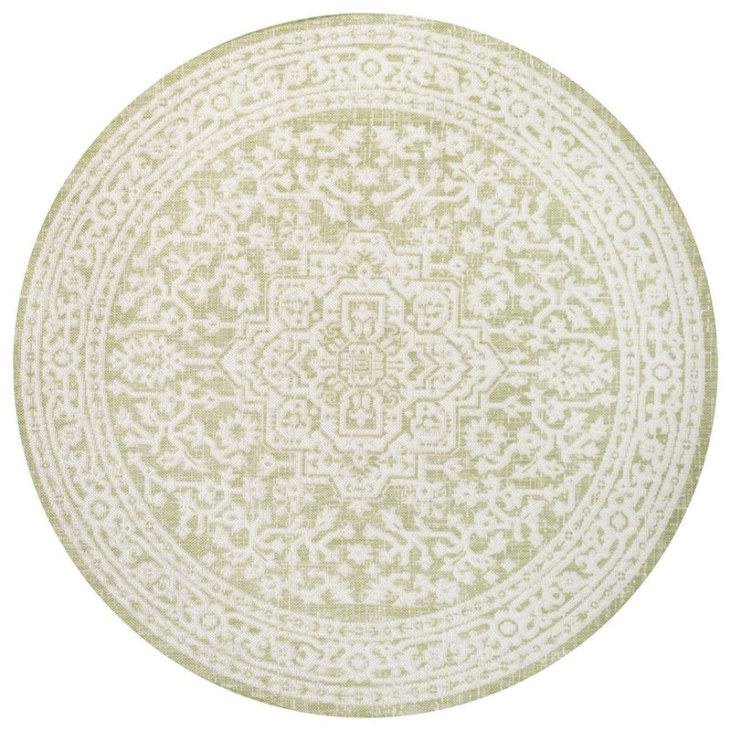 Sinjuri Medallion Textured Weave Indoor/outdoor Round Rug