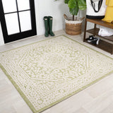 Sinjuri Medallion Textured Weave Indoor/outdoor Square Rug
