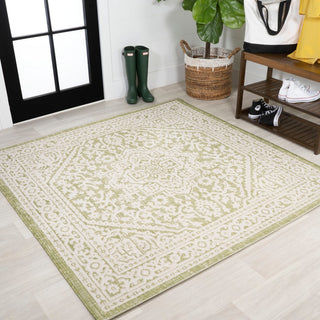 Sinjuri Medallion Textured Weave Indoor/outdoor Square Rug