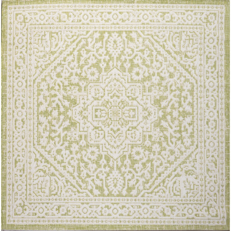 Sinjuri Medallion Textured Weave Indoor/outdoor Square Rug