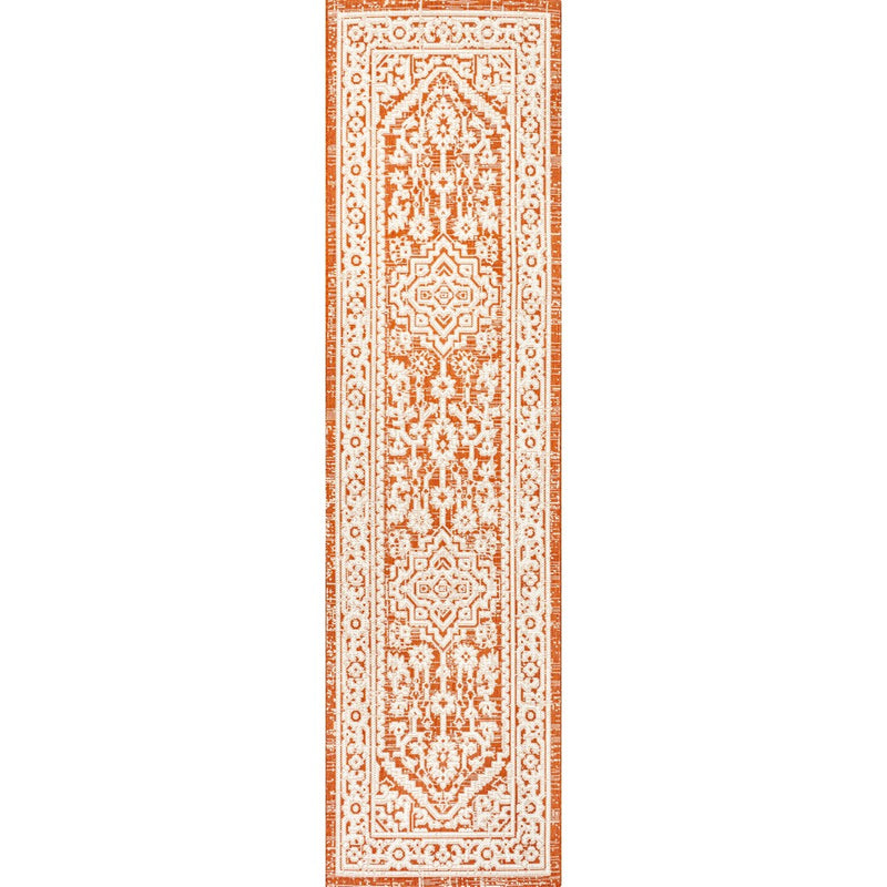 Sinjuri Medallion Textured Weave Indoor/outdoor Runner Rug