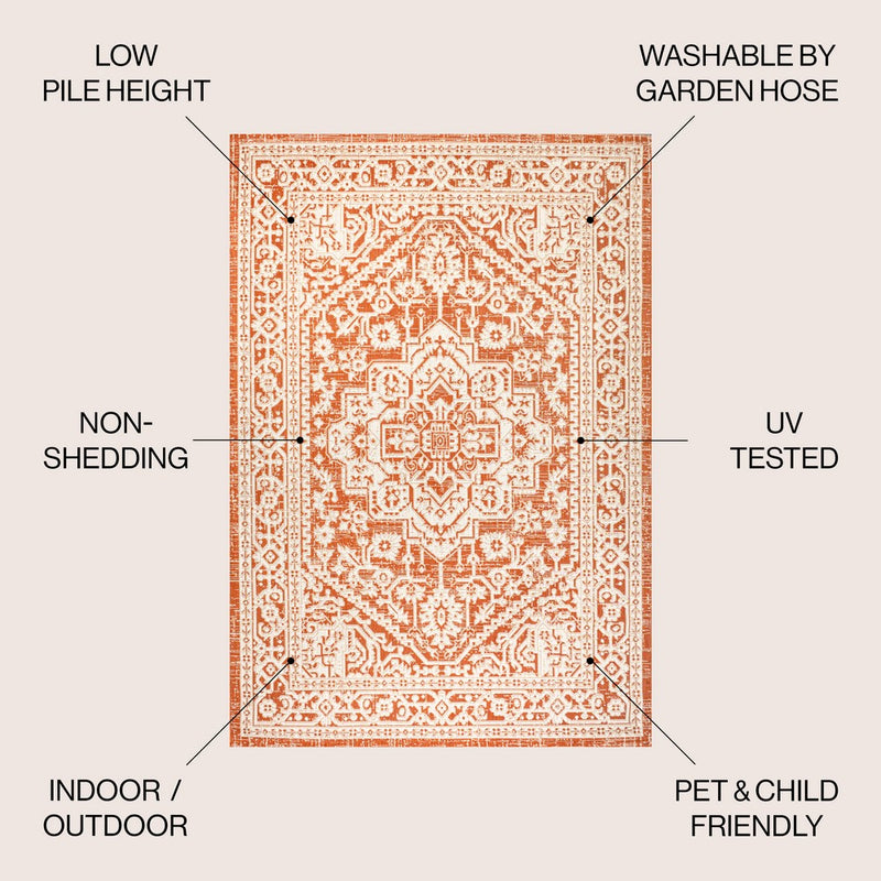 Sinjuri Medallion Textured Weave Indoor/outdoor Area Rug
