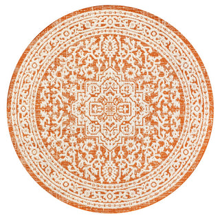 Sinjuri Medallion Textured Weave Indoor/outdoor Round Rug