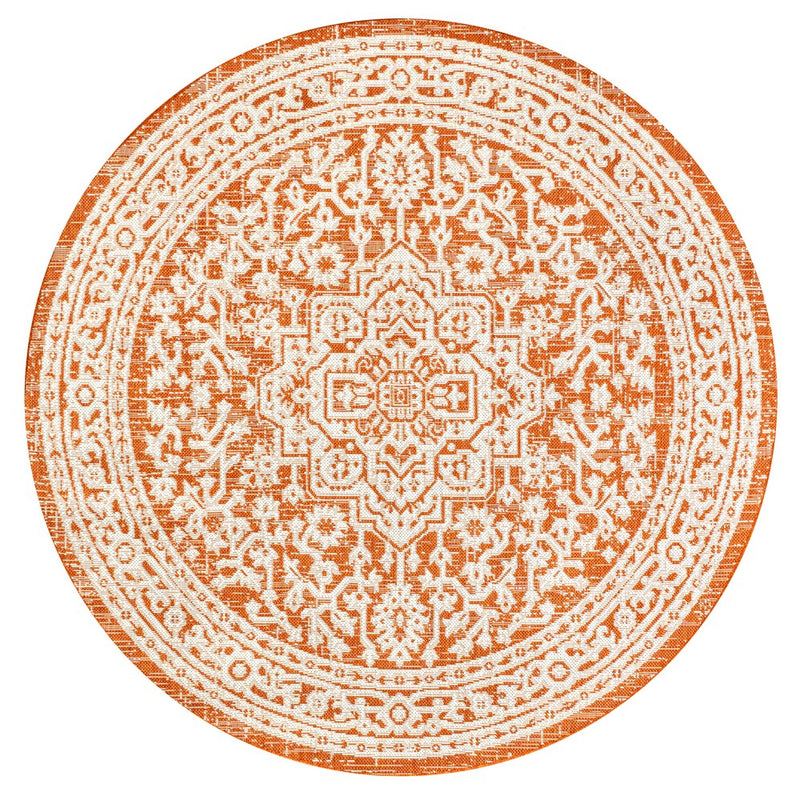 Sinjuri Medallion Textured Weave Indoor/outdoor Round Rug