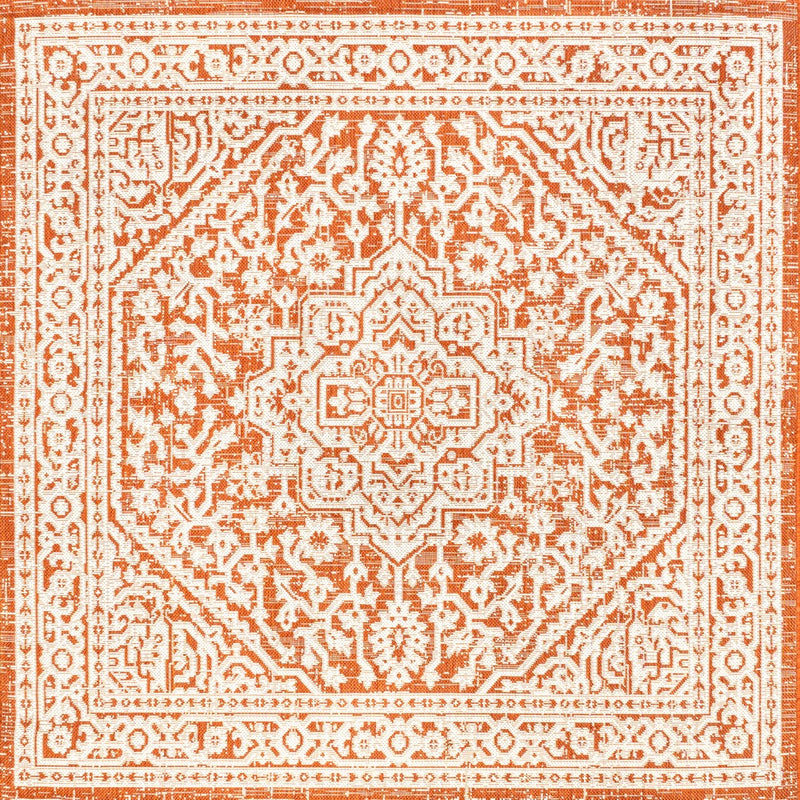 Sinjuri Medallion Textured Weave Indoor/outdoor Square Rug