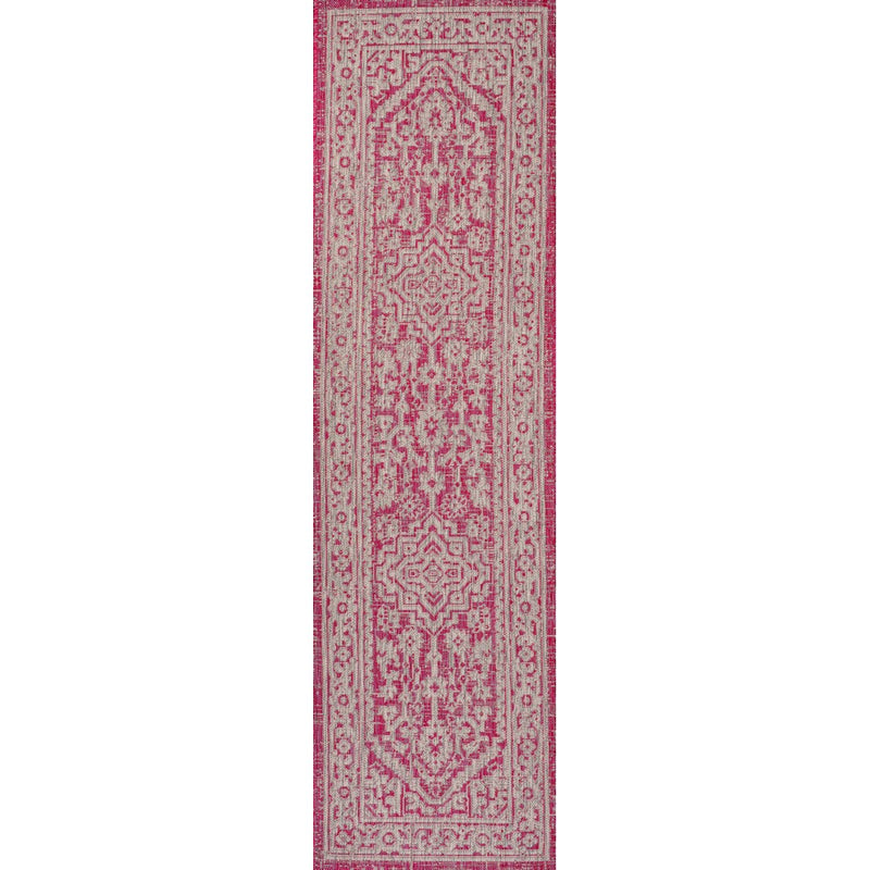 Sinjuri Medallion Textured Weave Indoor/outdoor Runner Rug