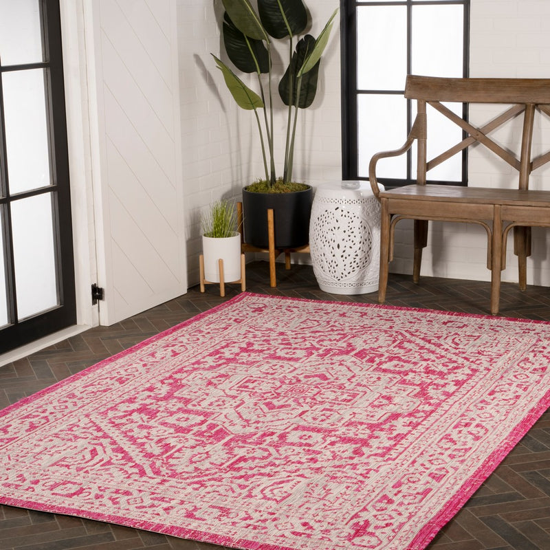 Sinjuri Medallion Textured Weave Indoor/outdoor Area Rug