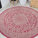 Sinjuri Medallion Textured Weave Indoor/outdoor Round Rug