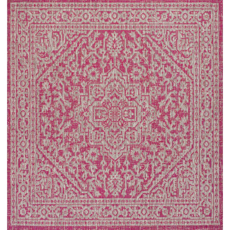 Sinjuri Medallion Textured Weave Indoor/outdoor Square Rug