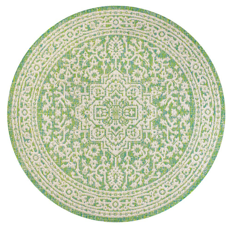 Sinjuri Medallion Textured Weave Indoor/outdoor Round Rug