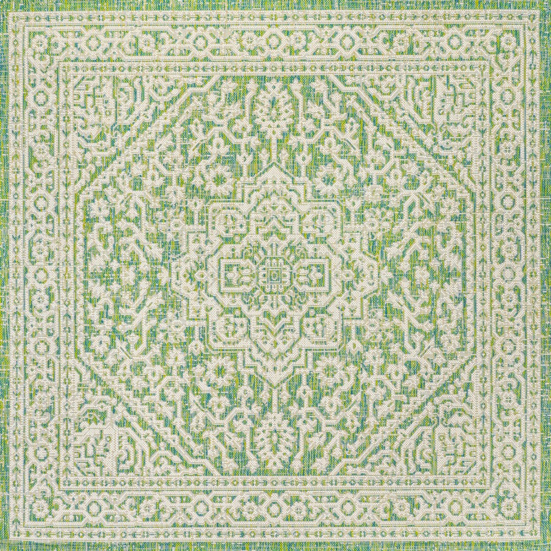 Sinjuri Medallion Textured Weave Indoor/outdoor Square Rug