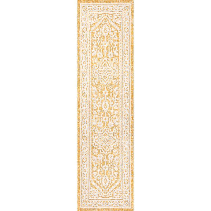 Sinjuri Medallion Textured Weave Indoor/outdoor Runner Rug