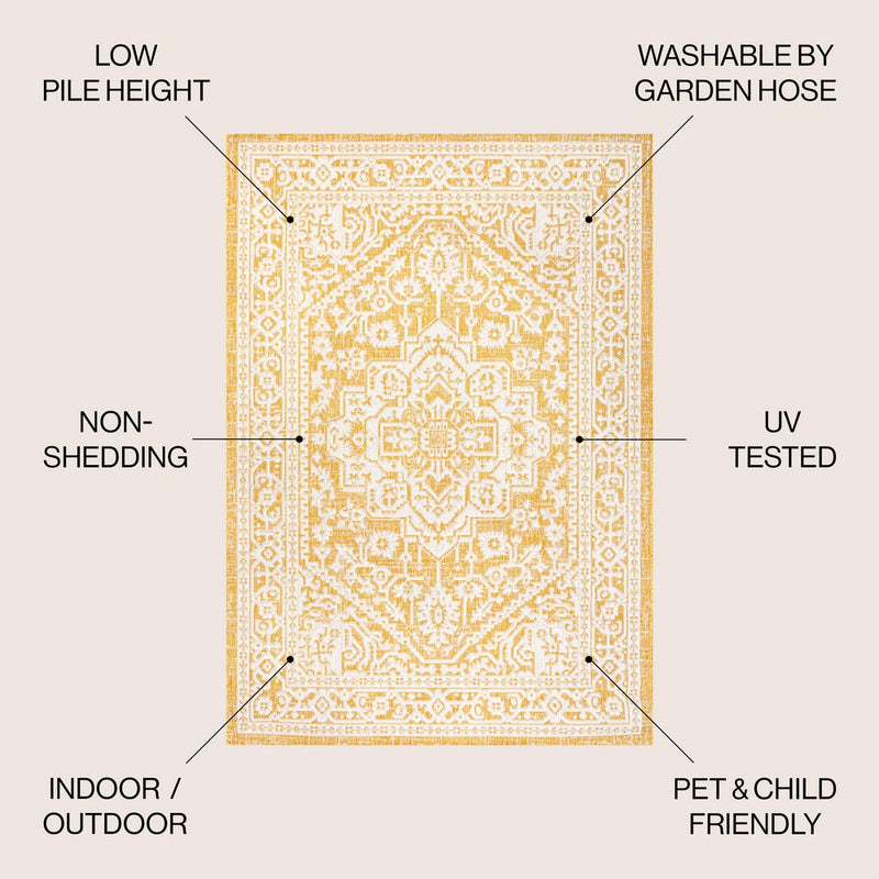 Sinjuri Medallion Textured Weave Indoor/outdoor Area Rug