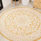 Sinjuri Medallion Textured Weave Indoor/outdoor Round Rug