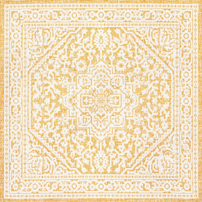 Sinjuri Medallion Textured Weave Indoor/outdoor Square Rug