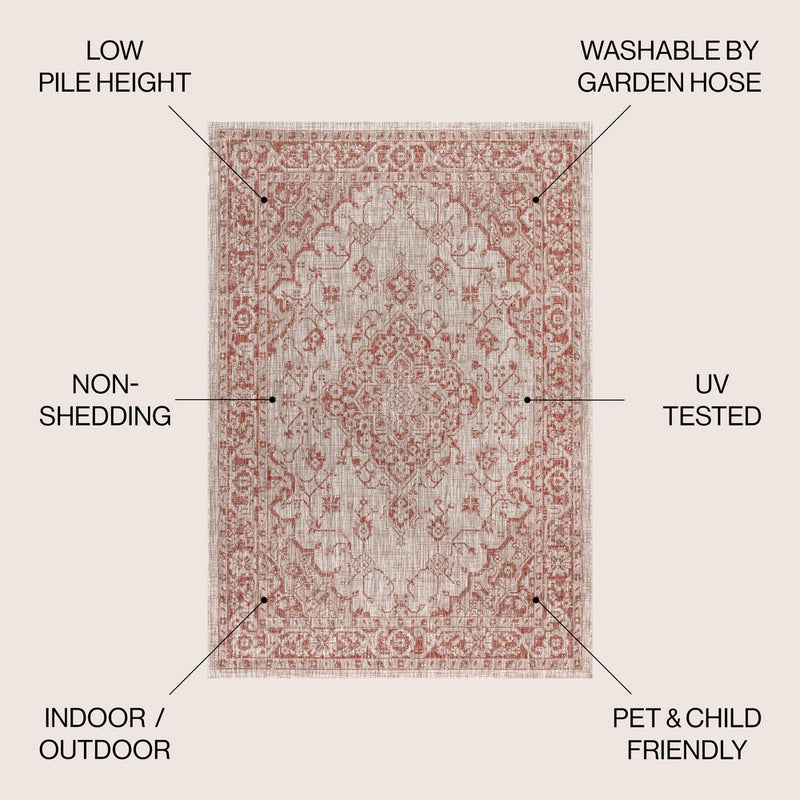 Rozetta Boho Medallion Textured Weave Indoor/outdoor Area Rug