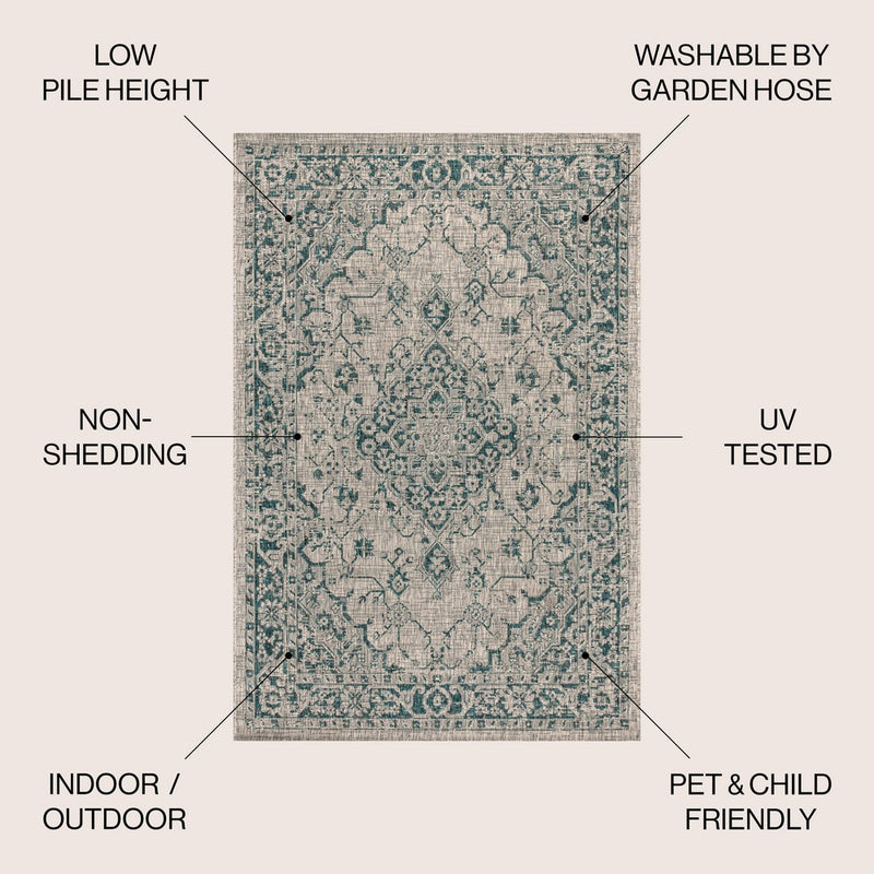 Rozetta Boho Medallion Textured Weave Indoor/outdoor Area Rug