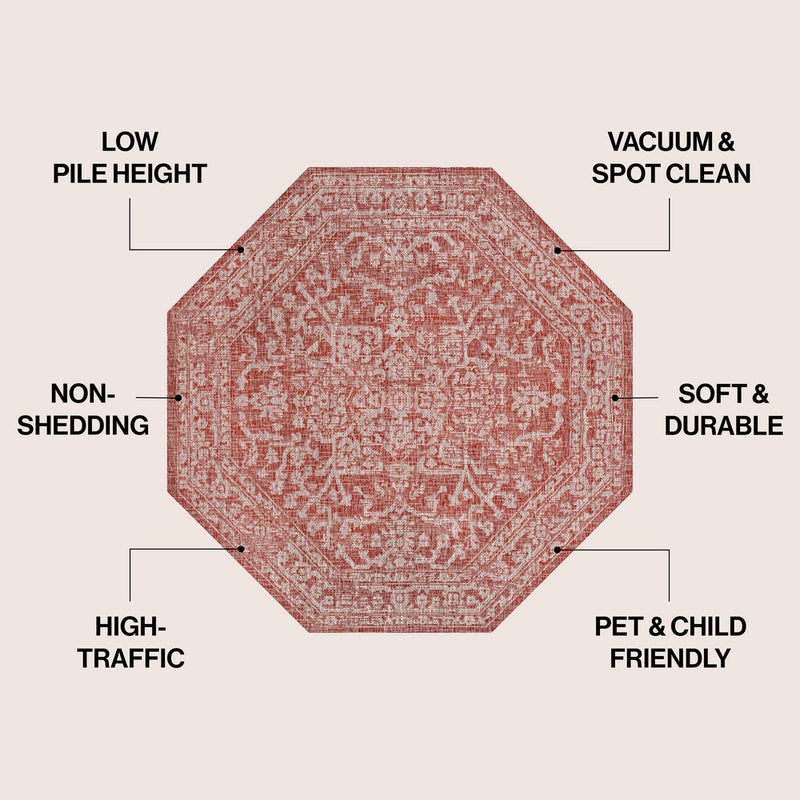 Malta Bohemian Medallion Textured Weave Indoor/outdoor Octagon Rug