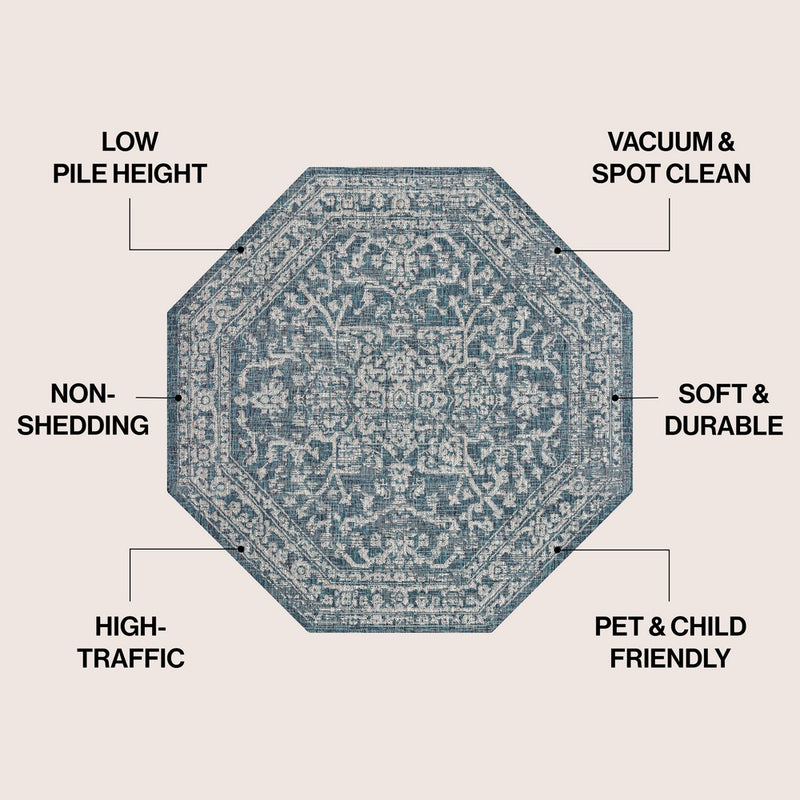 Malta Bohemian Medallion Textured Weave Indoor/outdoor Octagon Rug