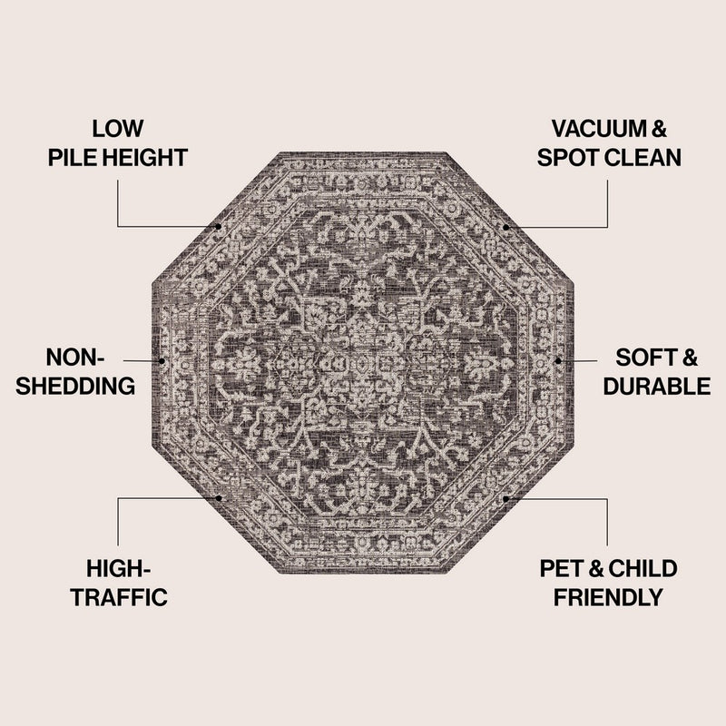 Malta Bohemian Medallion Textured Weave Indoor/outdoor Octagon Rug