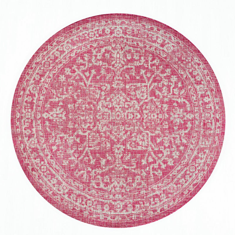 Malta Bohemian Medallion Textured Weave Indoor/outdoor Round Rug
