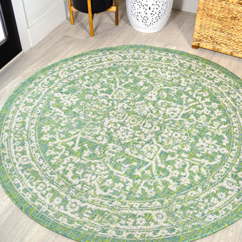 Malta Bohemian Medallion Textured Weave Indoor/outdoor Round Rug