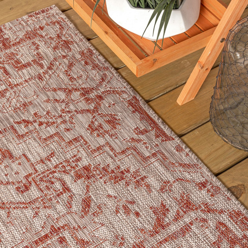 Estrella Bohemian Medallion Textured Weave Indoor/outdoor Round Rug