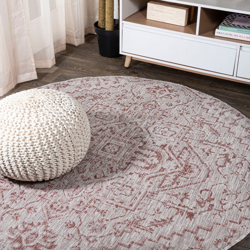 Estrella Bohemian Medallion Textured Weave Indoor/outdoor Round Rug