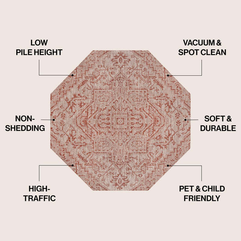 Estrella Bohemian Medallion Textured Weave Indoor/outdoor Octagon Rug