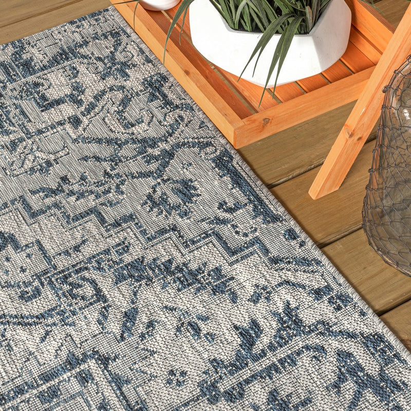 Estrella Bohemian Medallion Textured Weave Indoor/outdoor Round Rug