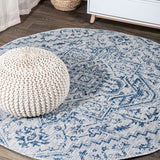 Estrella Bohemian Medallion Textured Weave Indoor/outdoor Round Rug