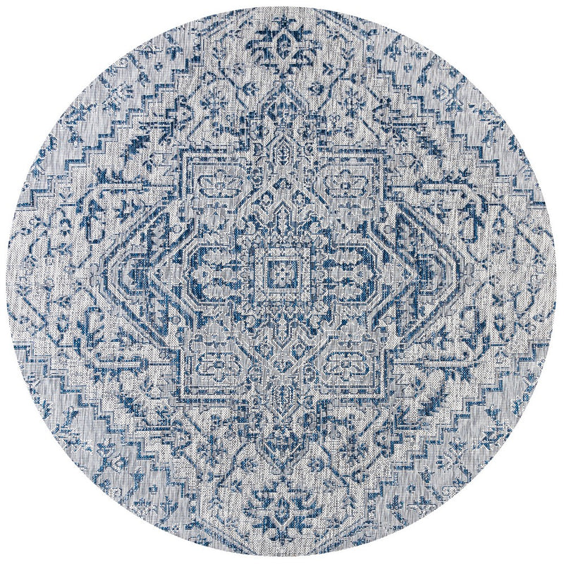 Estrella Bohemian Medallion Textured Weave Indoor/outdoor Round Rug