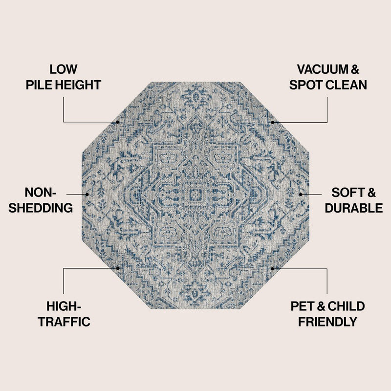 Estrella Bohemian Medallion Textured Weave Indoor/outdoor Octagon Rug