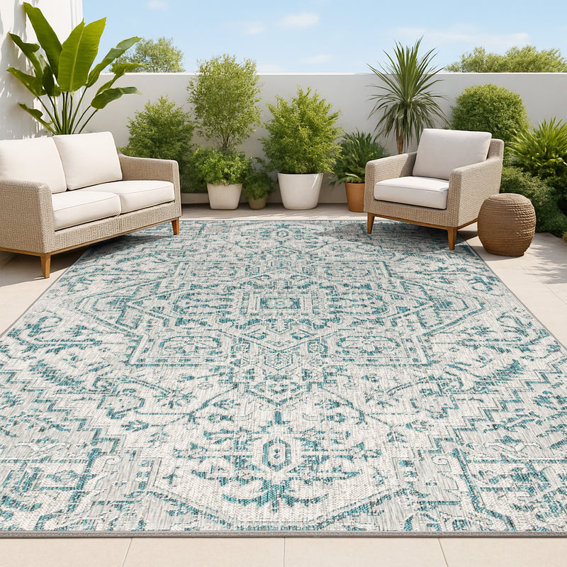 Estrella Bohemian Medallion Textured Weave Indoor/outdoor Area Rug