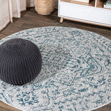 Estrella Bohemian Medallion Textured Weave Indoor/outdoor Round Rug