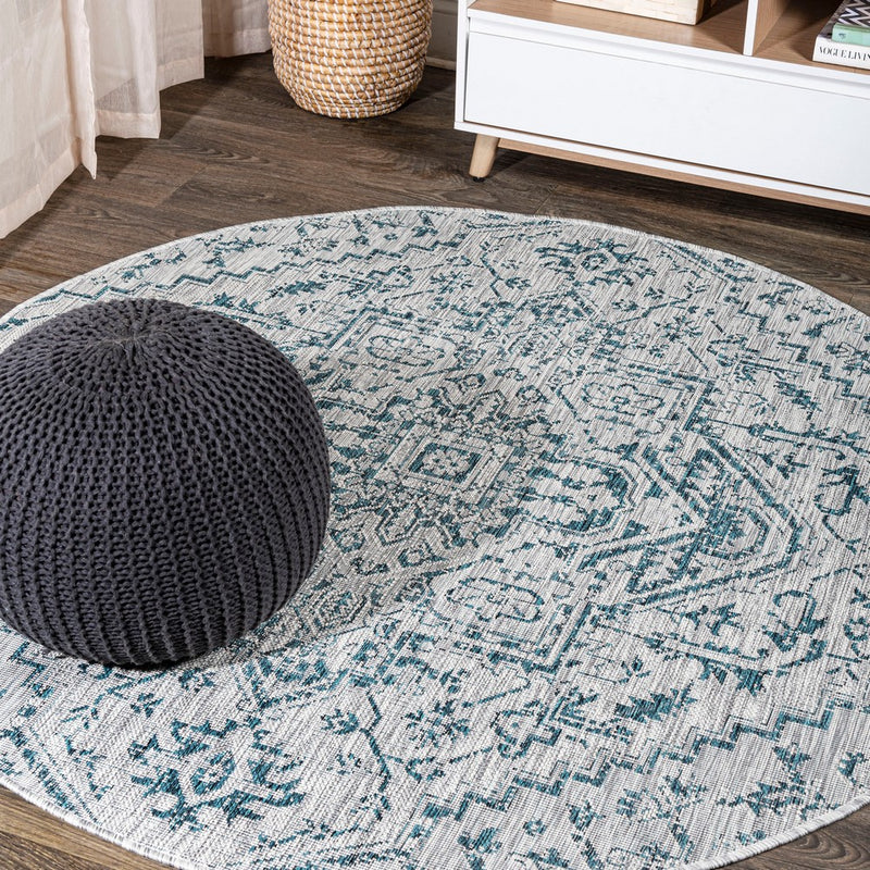 Estrella Bohemian Medallion Textured Weave Indoor/outdoor Round Rug